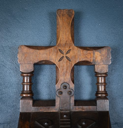 ARTS CRAFTS GOTHIC REVIVAL OAK IRON CHURCH COLLECTION BOX - ADDITIONAL PHOTO 9