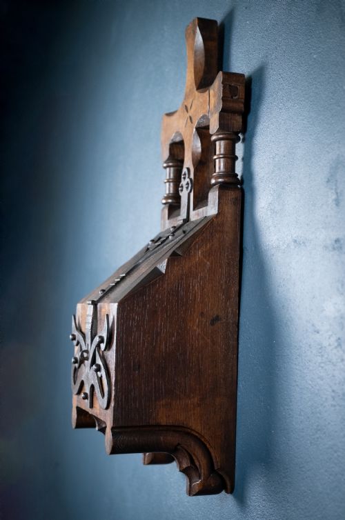 ARTS CRAFTS GOTHIC REVIVAL OAK IRON CHURCH COLLECTION BOX - ADDITIONAL PHOTO 10