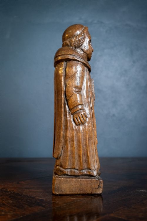 EARLY 20TH CENTURY CARVED OAK ROBED MONK - ADDITIONAL PHOTO 5