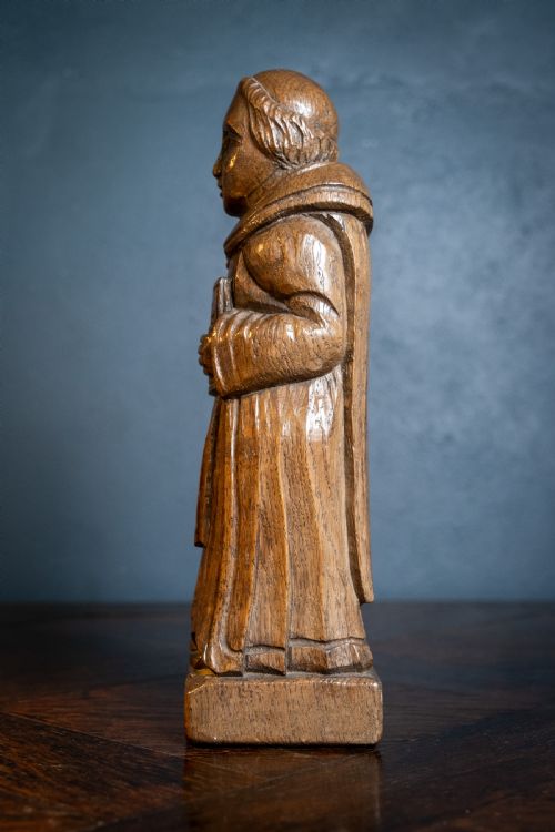EARLY 20TH CENTURY CARVED OAK ROBED MONK - ADDITIONAL PHOTO 8