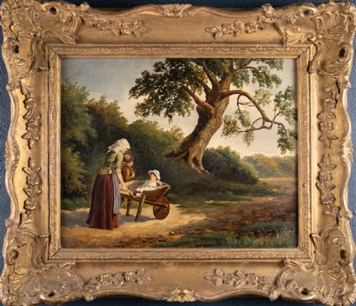 william p cartwright british 18551915 'a pleasant journey' signed dated oil on canvas - CATEGORY: ANTIQUE ART - DATED 1880