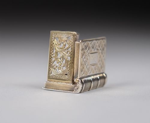 sterling silver gilt book vinaigrette by taylor and perry birmingham 1831 - CATEGORY: ANTIQUE SILVER - DATED REGENCY
