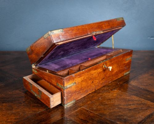19th century mahogany campaign writing slope - CATEGORY: ANTIQUE BOXES - DATED 19TH CENTURY