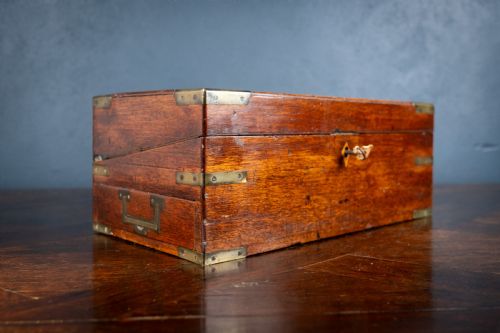 19TH CENTURY MAHOGANY CAMPAIGN WRITING SLOPE - ADDITIONAL PHOTO 2