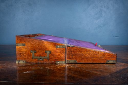 19TH CENTURY MAHOGANY CAMPAIGN WRITING SLOPE - ADDITIONAL PHOTO 5