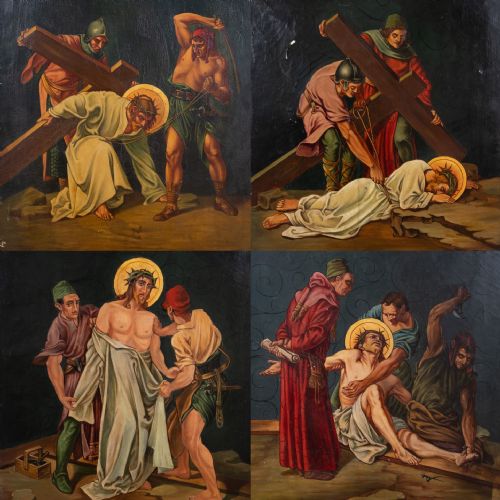 circle of martin feuerstein 18561931 stations of the cross c1920 oils on canvas - CATEGORY: ANTIQUE ART - DATED 1920