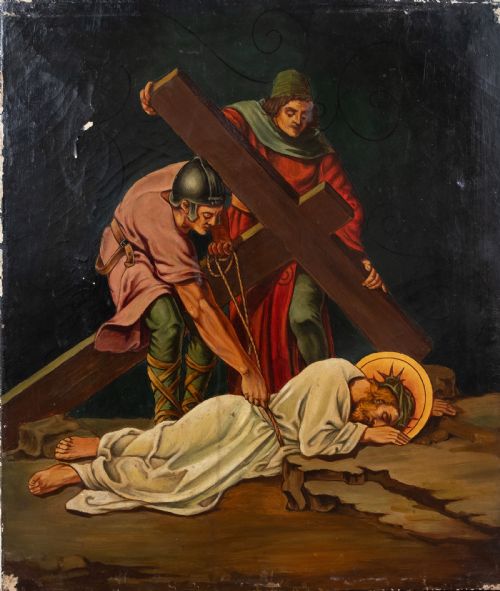 CIRCLE OF MARTIN FEUERSTEIN 18561931 STATIONS OF THE CROSS C1920 OILS ON CANVAS - ADDITIONAL PHOTO 2