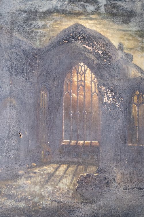 19TH CENTURY OIL ON CANVAS MELROSE ABBEY IN MOONLIGHT - ADDITIONAL PHOTO 3