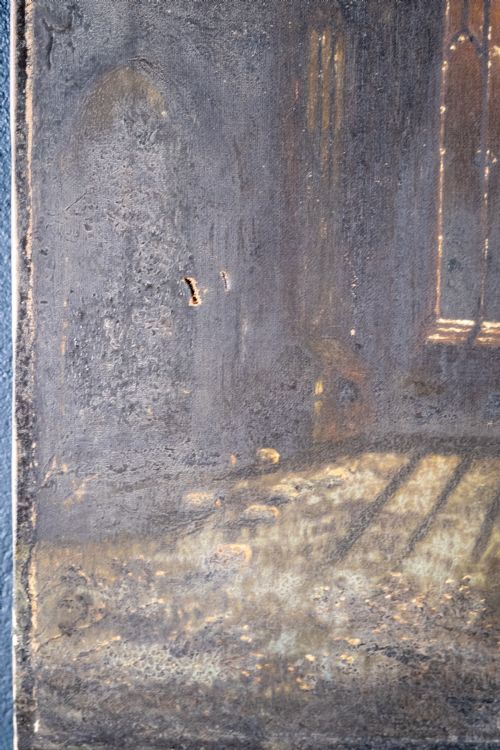 19TH CENTURY OIL ON CANVAS MELROSE ABBEY IN MOONLIGHT - ADDITIONAL PHOTO 2