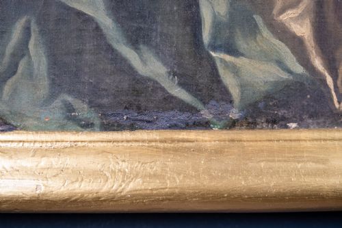 LARGE 18TH CENTURY PORTRAIT OF A YOUNG LADY IN A SILK DRESS OIL ON CANVAS - ADDITIONAL PHOTO 10