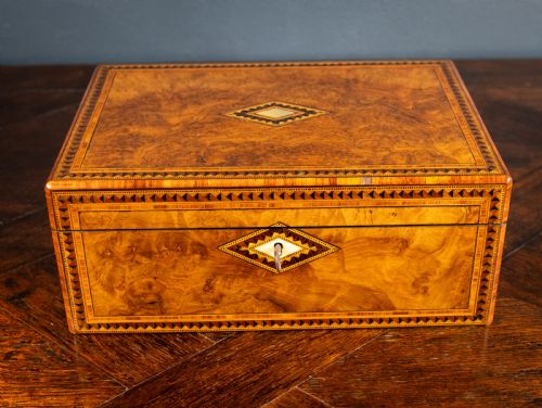 VICTORIAN WALNUT TUNBRIDGE WARE WRITING SLOPE - ADDITIONAL PHOTO 1