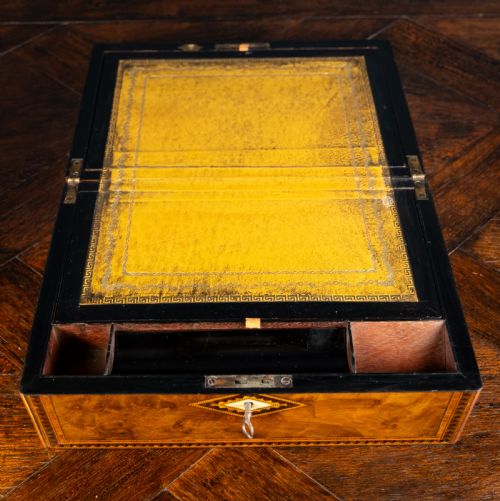VICTORIAN WALNUT TUNBRIDGE WARE WRITING SLOPE - ADDITIONAL PHOTO 7
