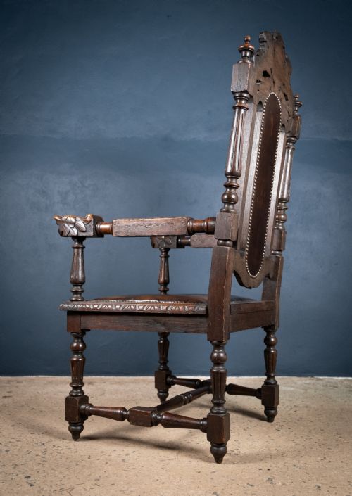 VICTORIAN GOTHIC REVIVAL OAK THRONE CHAIR - ADDITIONAL PHOTO 12