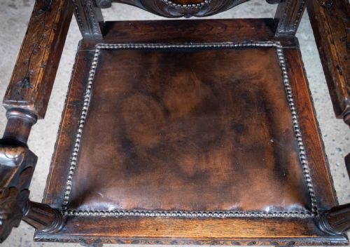 VICTORIAN GOTHIC REVIVAL OAK THRONE CHAIR - ADDITIONAL PHOTO 17