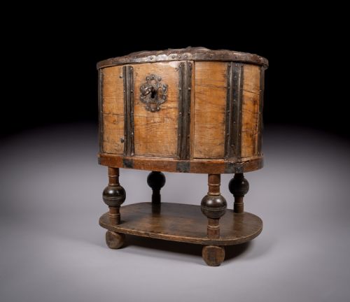 18th century swedish bentwood pine iron strong box - CATEGORY: ANTIQUE MISCELLANEOUS - DATED 18TH CENTURY