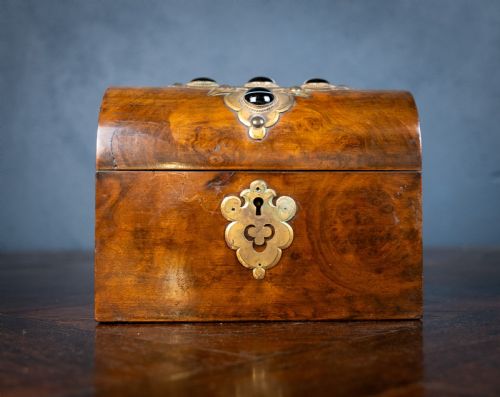 VICTORIAN WALNUT AGATE CABOCHON CASKET BOX - ADDITIONAL PHOTO 1