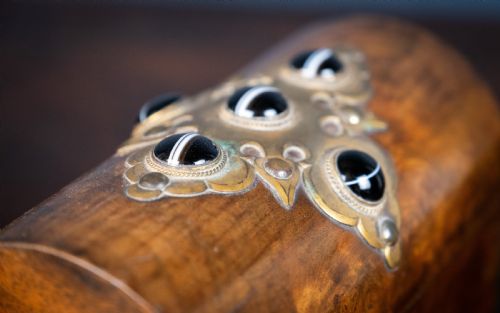 VICTORIAN WALNUT AGATE CABOCHON CASKET BOX - ADDITIONAL PHOTO 4