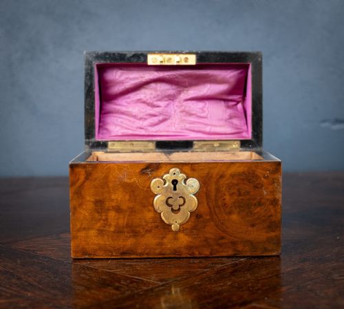 VICTORIAN WALNUT AGATE CABOCHON CASKET BOX - ADDITIONAL PHOTO 10