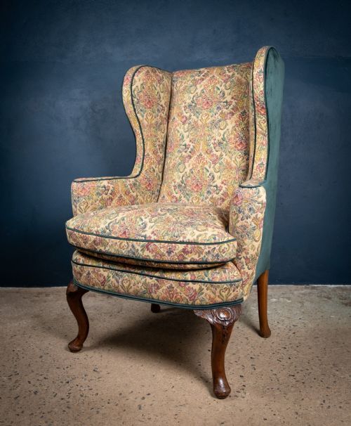 george ii carved walnut wingback armchair c1750 - CATEGORY: ANTIQUE CHAIRS - DATED 1750