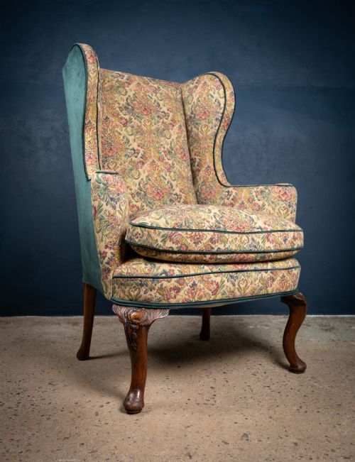 GEORGE II CARVED WALNUT WINGBACK ARMCHAIR C1750 - ADDITIONAL PHOTO 8