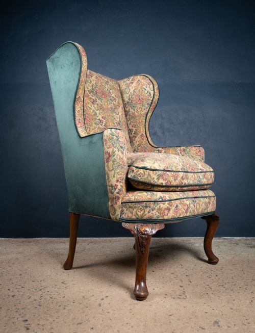GEORGE II CARVED WALNUT WINGBACK ARMCHAIR C1750 - ADDITIONAL PHOTO 9