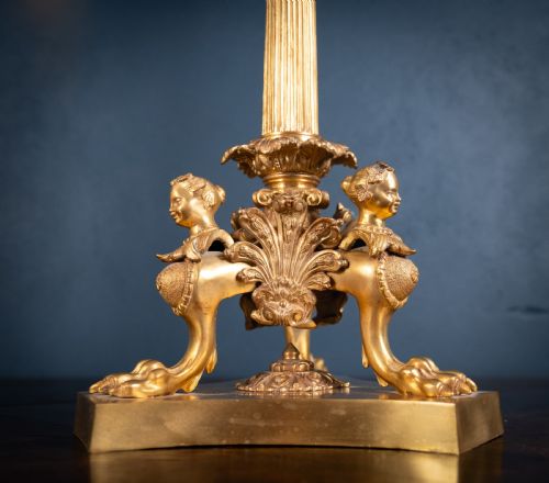 LARGE PAIR OF GILDED NEOCLASSICAL STYLE 7BRANCH CANDELABRA - ADDITIONAL PHOTO 7