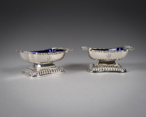 george iii silver pedestal open salts by samuel hennell john terry 1814 - CATEGORY: ANTIQUE SILVER - DATED GEORGIAN