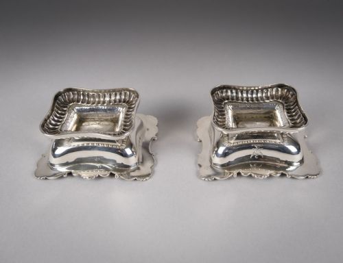GEORGE III SILVER PEDESTAL OPEN SALTS BY SAMUEL HENNELL JOHN TERRY 1814 - ADDITIONAL PHOTO 12