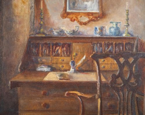 EARLY 20TH CENTURY INTERIOR SCENE SIGNED 'G MACDONALD' OIL ON CANVAS - ADDITIONAL PHOTO 4
