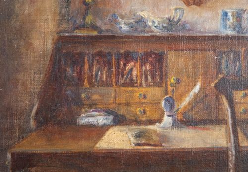 EARLY 20TH CENTURY INTERIOR SCENE SIGNED 'G MACDONALD' OIL ON CANVAS - ADDITIONAL PHOTO 5