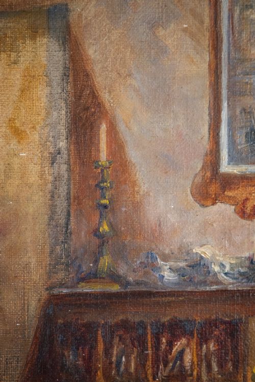 EARLY 20TH CENTURY INTERIOR SCENE SIGNED 'G MACDONALD' OIL ON CANVAS - ADDITIONAL PHOTO 6
