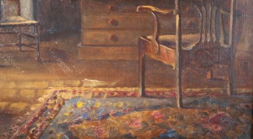 EARLY 20TH CENTURY INTERIOR SCENE SIGNED 'G MACDONALD' OIL ON CANVAS - ADDITIONAL PHOTO 8
