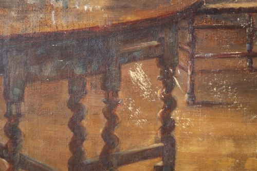EARLY 20TH CENTURY INTERIOR SCENE SIGNED 'G MACDONALD' OIL ON CANVAS - ADDITIONAL PHOTO 10
