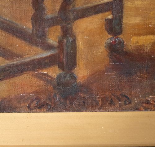 EARLY 20TH CENTURY INTERIOR SCENE SIGNED 'G MACDONALD' OIL ON CANVAS - ADDITIONAL PHOTO 11