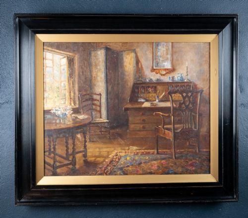 EARLY 20TH CENTURY INTERIOR SCENE SIGNED 'G MACDONALD' OIL ON CANVAS - ADDITIONAL PHOTO 13