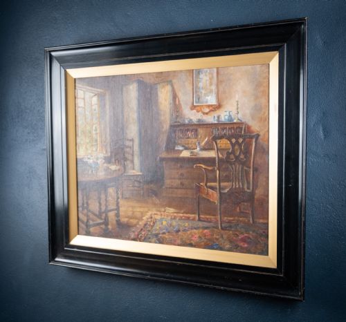EARLY 20TH CENTURY INTERIOR SCENE SIGNED 'G MACDONALD' OIL ON CANVAS - ADDITIONAL PHOTO 14