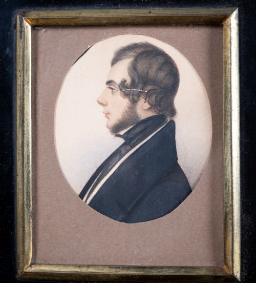 EARLY 19TH CENTURY MINIATURE PORTRAIT OF 'O W BERRY' WATERCOLOUR - ADDITIONAL PHOTO 1