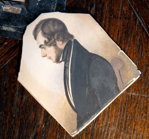 EARLY 19TH CENTURY MINIATURE PORTRAIT OF 'O W BERRY' WATERCOLOUR - ADDITIONAL PHOTO 3