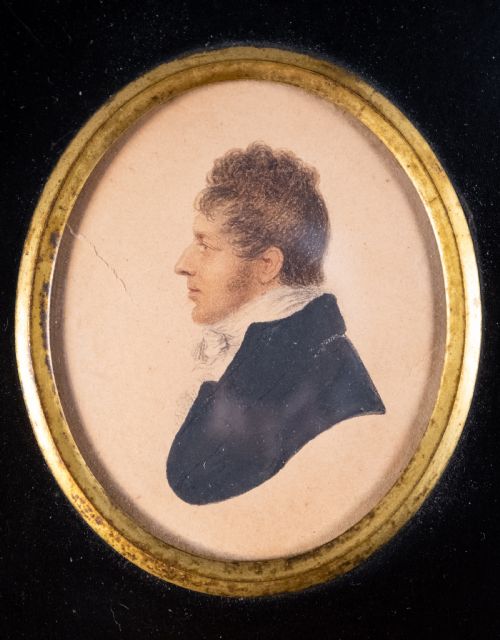 early 19th century miniature portrait of a gentleman watercolour - CATEGORY: ANTIQUE ART - DATED 19TH CENTURY