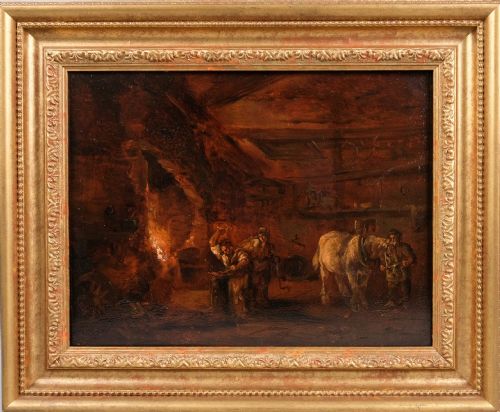 john jospeh barker of bath 18241904 'the shoeing forge' - CATEGORY: ANTIQUE ART - DATED 19TH CENTURY