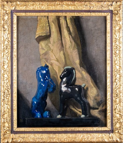 attributed to virgilio costantini 18821924 ceramic horses oil on board - CATEGORY: ANTIQUE ART - DATED 1910