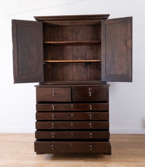 GEORGIAN OAK BOOKCASE CUPBOARD C1800 - ADDITIONAL PHOTO 1