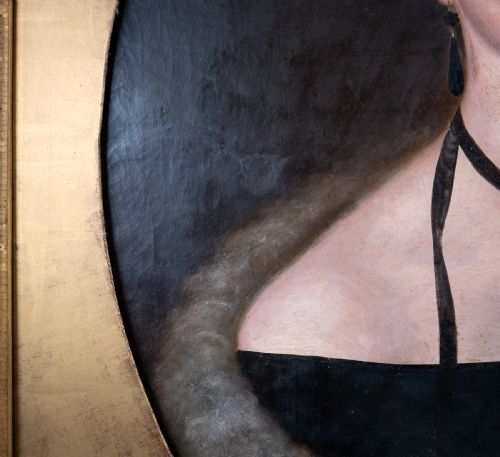 LARGE 19TH CENTURY PORTRAIT OF A LADY OIL ON CANVAS - ADDITIONAL PHOTO 5