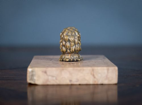 REGENCY BRONZE LION PINK MARBLE DESK WEIGHT - ADDITIONAL PHOTO 5