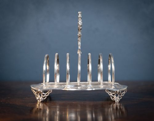 LARGE STERLING SILVER TOAST RACK BY JOHN EVANS II LONDON 1848 - ADDITIONAL PHOTO 1