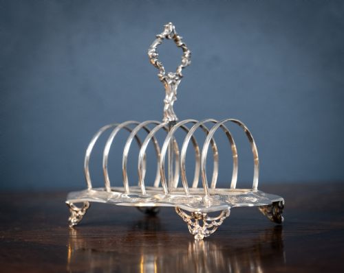 LARGE STERLING SILVER TOAST RACK BY JOHN EVANS II LONDON 1848 - ADDITIONAL PHOTO 2