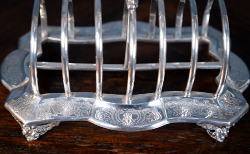 LARGE STERLING SILVER TOAST RACK BY JOHN EVANS II LONDON 1848 - ADDITIONAL PHOTO 3