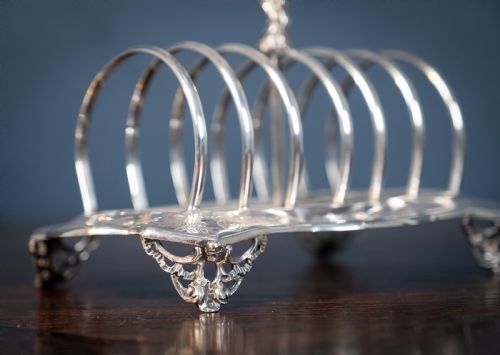 LARGE STERLING SILVER TOAST RACK BY JOHN EVANS II LONDON 1848 - ADDITIONAL PHOTO 4