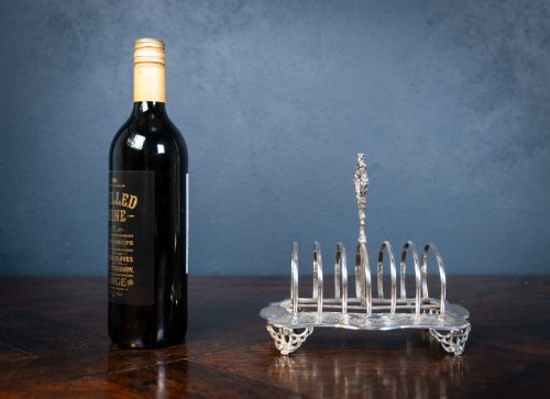 LARGE STERLING SILVER TOAST RACK BY JOHN EVANS II LONDON 1848 - ADDITIONAL PHOTO 6