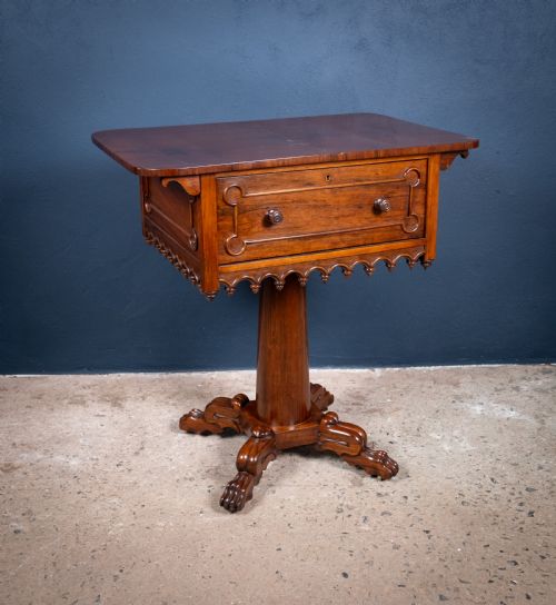 EARLY VICTORIAN GOTHIC REVIVAL ROSEWOOD MAHOGANY SIDE TABLE - ADDITIONAL PHOTO 1